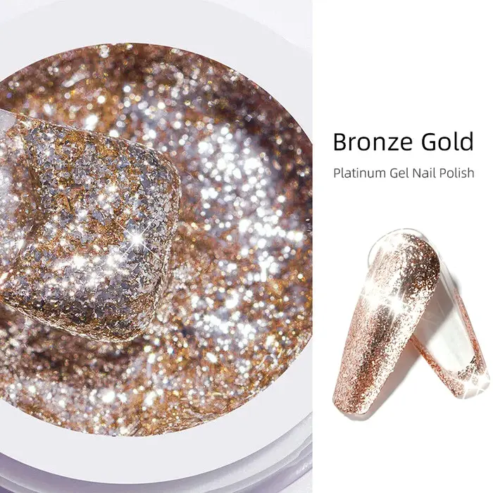 Verhéritage à Ongles Gel Pailmétrage, Platine Brillante, Flashing Nail Art, Soak Off UV, Semi-Continu, Hybride, Verhéritage VarjuvenLacquer, 5ml, Nouveau