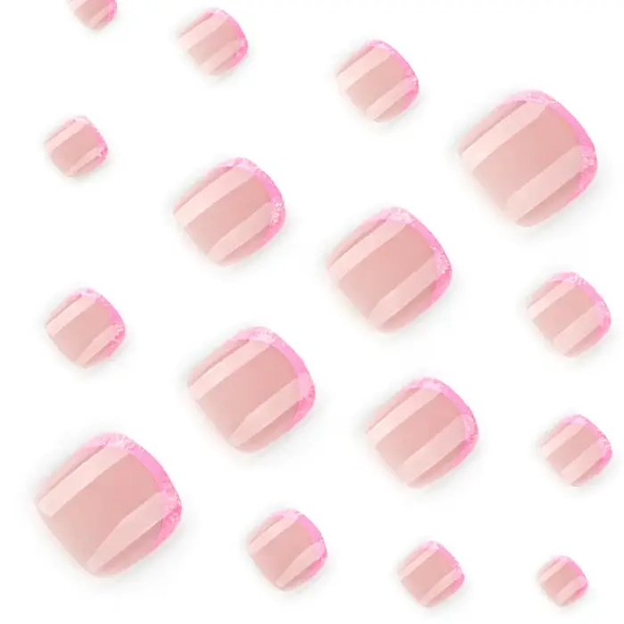24 faux ongles réutilisables adhésifs pour les orteils