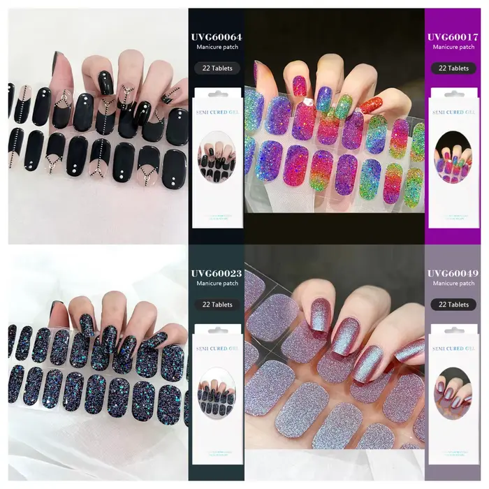 Autocollants pour ongles en gel semi-durcis 16/22 Tips pour lampe UV