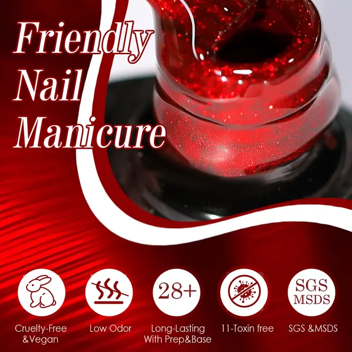 Gel magnétique rouge effet œil de chat pour ongles des orteils