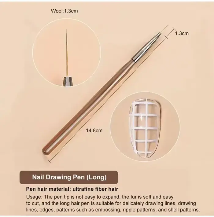 9 pièces brosse à ongles Liner bricolage peinture stylo manucure acrylique dessin