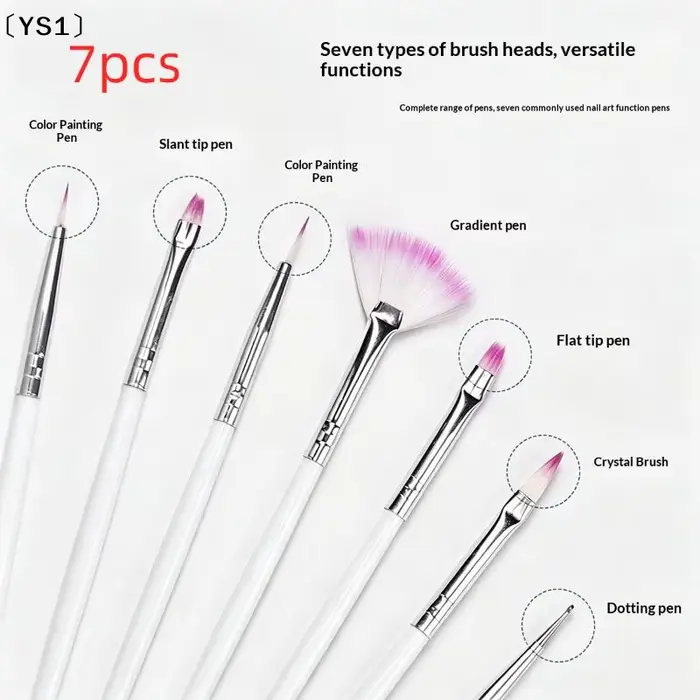 〔YS1〕Ensemble de 7 pinceaux pour nail art