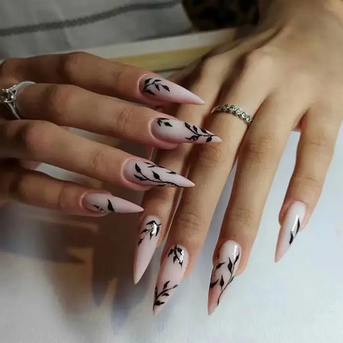 Ensemble de faux ongles noirs brillants