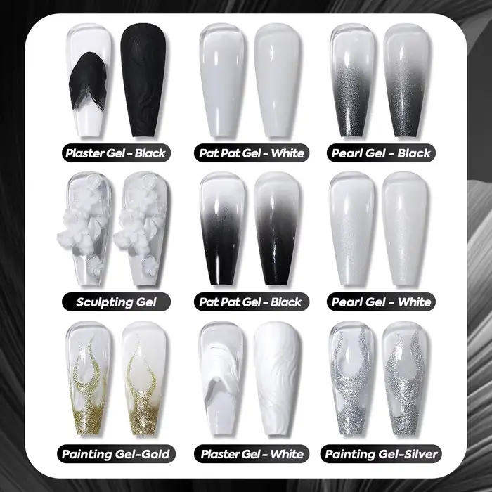 1 pièce Gel de vernis à ongles solide noir et blanc