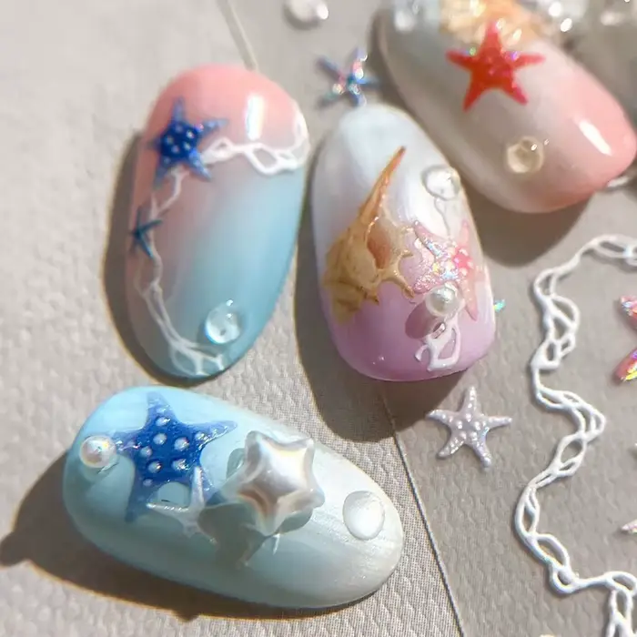 Autocollants pour ongles thème mer d'été