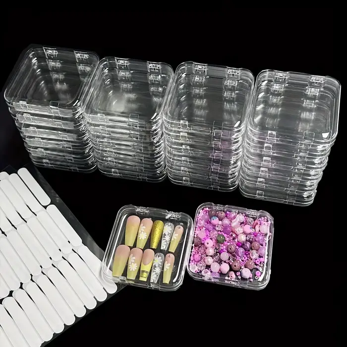 Boîtes à ongles transparentes : Rangement transparent pour ongles, petites boîtes pour ongles, outils et accessoires pour le soin des ongles