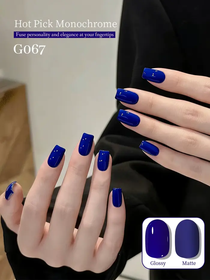 1 pièce de vernis à ongles gel bleu électrique de 15 ml avec une finition translucide et brillante. Un incontournable pour le nail art féminin