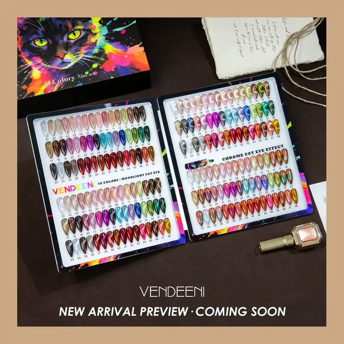 Vendeeni Nouveau Kit de Gel Effet Œil de Chat Clair de Lune 48 Couleurs avec Nuancier