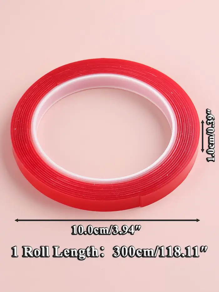 Rouleau de ruban adhésif rouge Double face pour ongles, 1 rouleau, bande de colle acrylique forte po