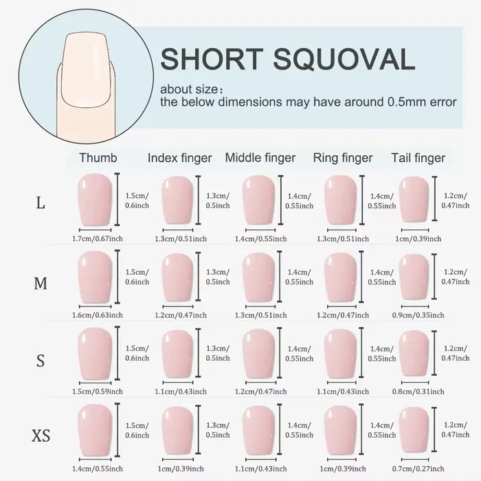 10 faux ongles courts carrés à presser