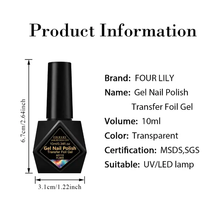 Vernis à ongles semi-permanent en gel de transfert de 10 ml pour autocollants adhésifs