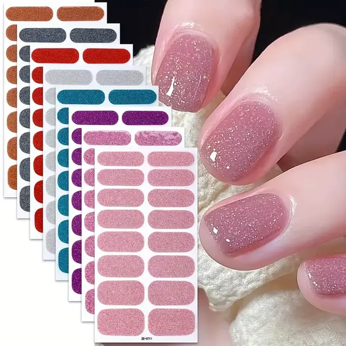 Autocollants pour ongles en Gel auto-adhésif rose