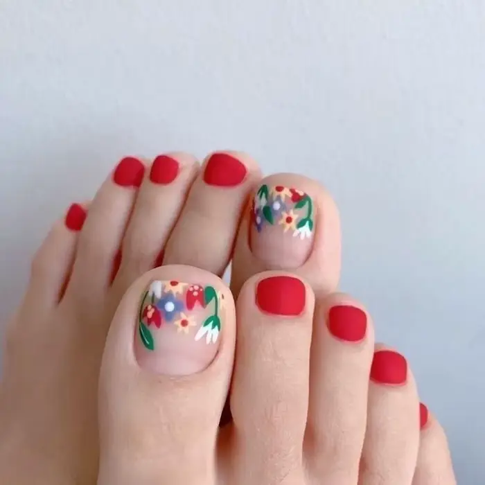 Faux ongles à pression rouge d'été