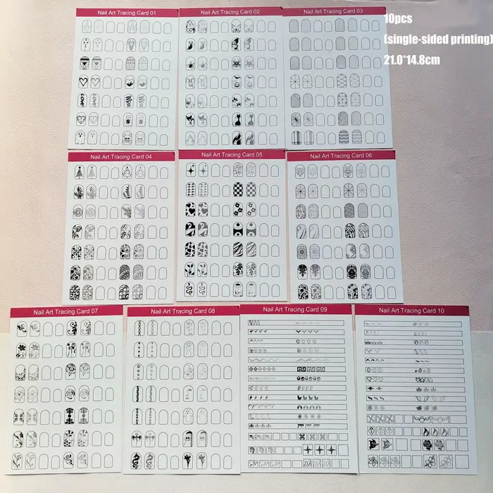 Livre de modèles réutilisables pour la pratique du nail art – Outil d'apprentissage et de dessin pour la manucure