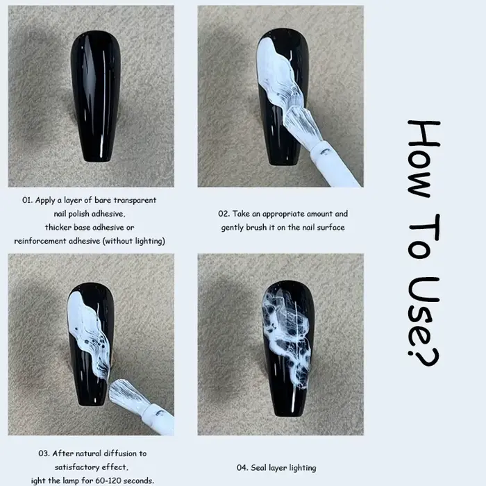 Bulle océan vague Nail Art colle ongles Poke blanc noir dentelle creux dégradé couleur
