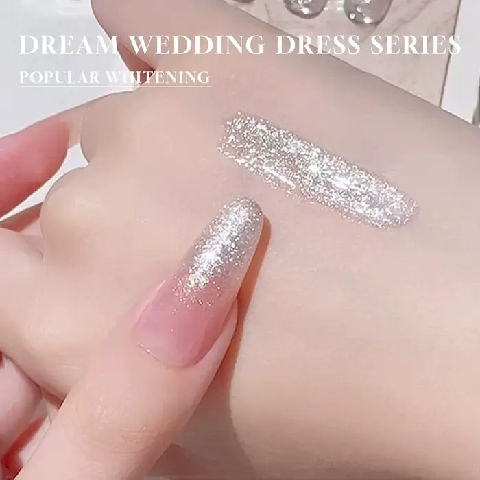 MIANEL 1 pièce 12ML Vernis à ongles gel scintillant blanc effet strobe fin pour l'été et les mariages