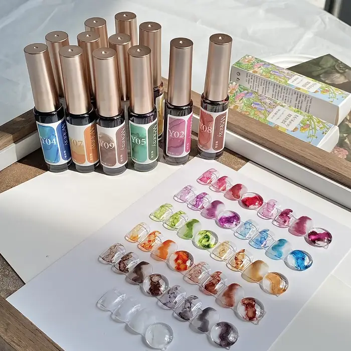 Vernis à ongles fleuri marbre encre à ongles teinte Gel aquarelle encre Nail Art fleur Gel vernis Se
