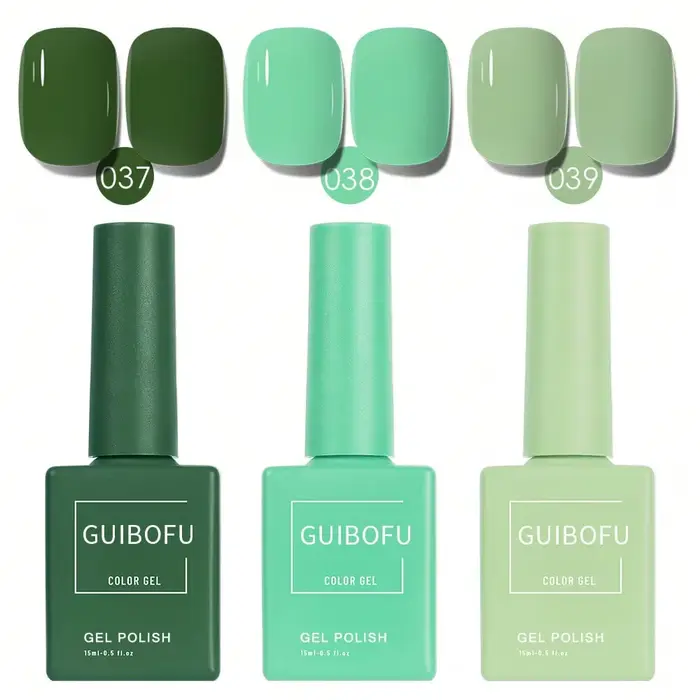 Lot de 3 vernis gel vert forêt 15 ml