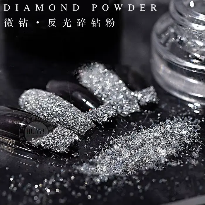 Poudre de paillettes pour ongles, diamant réfléchissant brillant, argent holographique, Micro perceu