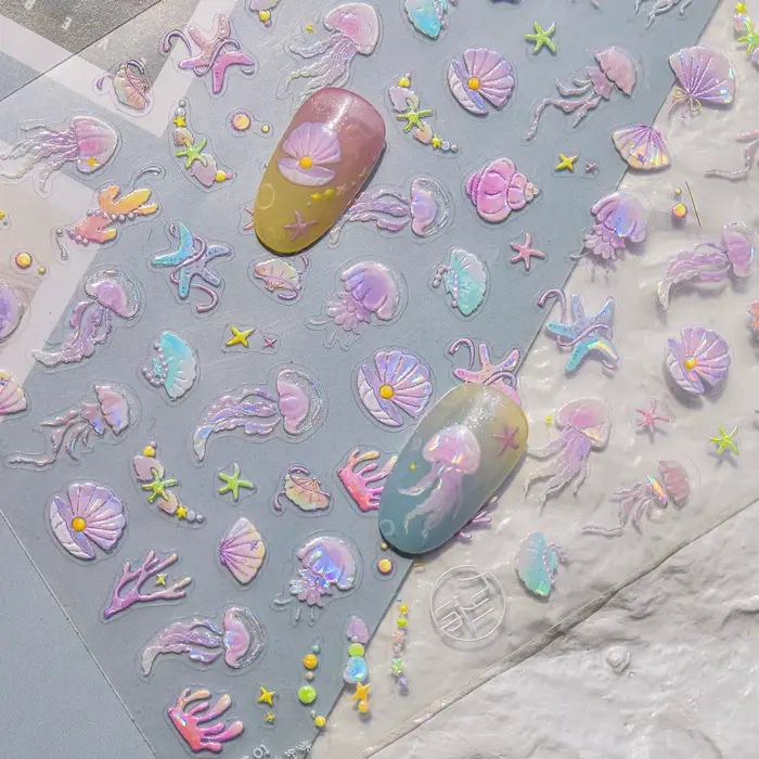 Autocollants colorés pour Nail Art, bulle d'eau 5D, poisson rouge, carpe Koi, polarisés de rêve, aut