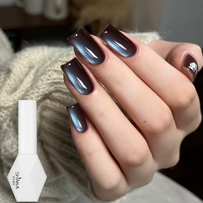 WS 1 pièce 10 ml Nouveau 2026 Vernis à ongles gel effet œil de chat, bleu violet super brillant, per