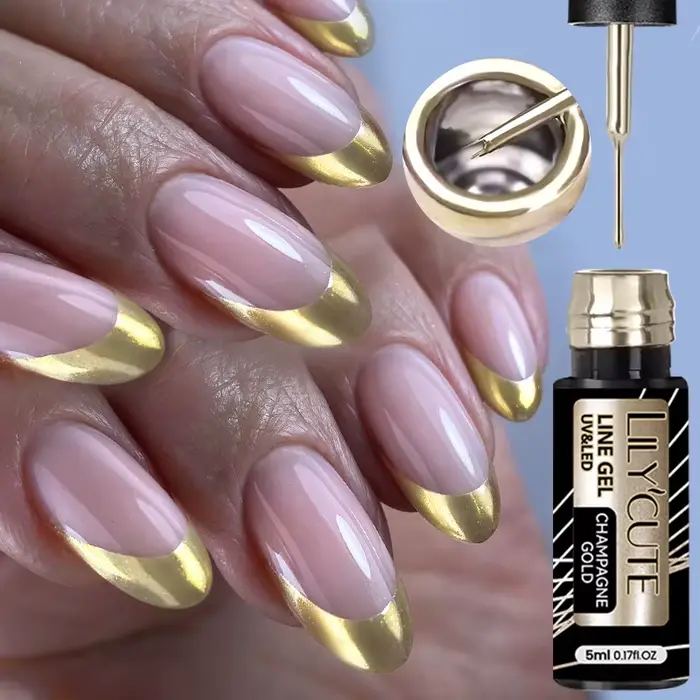 LILYCUTE 5ML peinture métallique Liner Gel vernis à ongles Super brillant or argent miroir dessin Ge