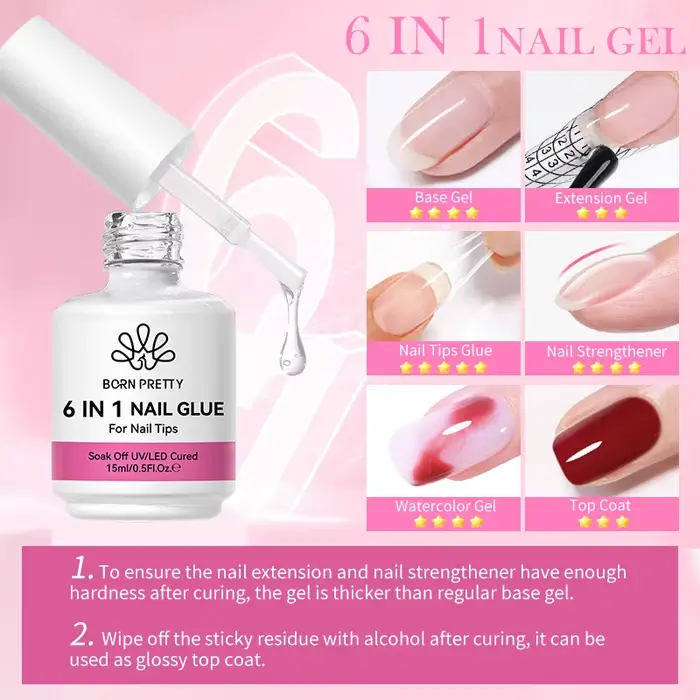 BORN PRETTY 6 en 1 colle à ongles Gel 15ML