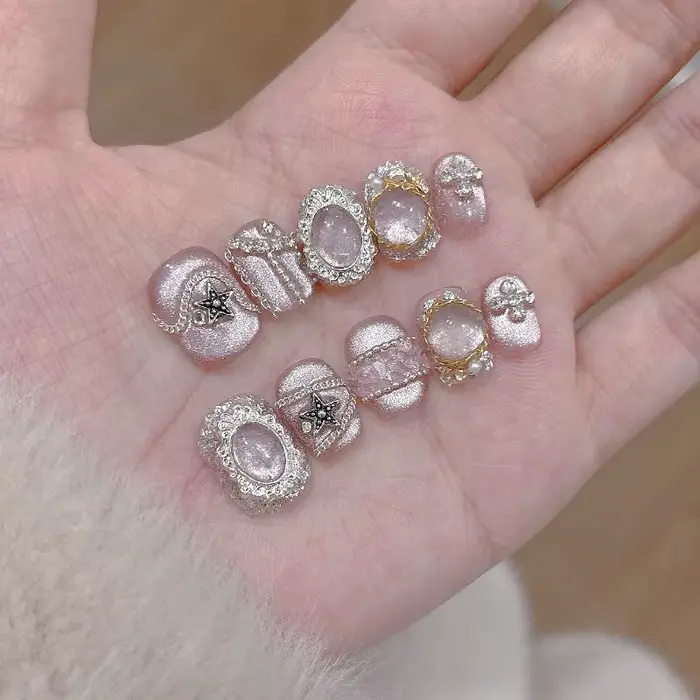 10 pièces de faux ongles à presser faits à la main