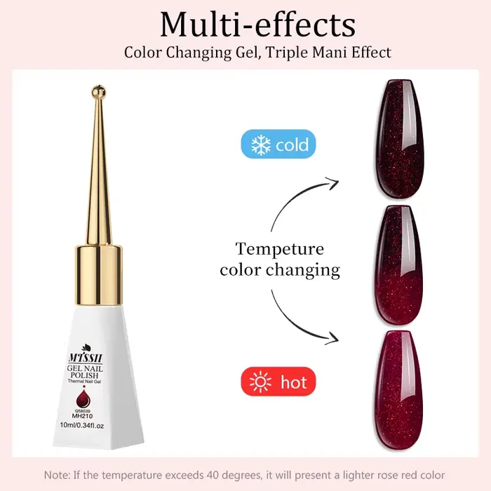 Vernis à ongles thermique à paillettes rouges 10 ml