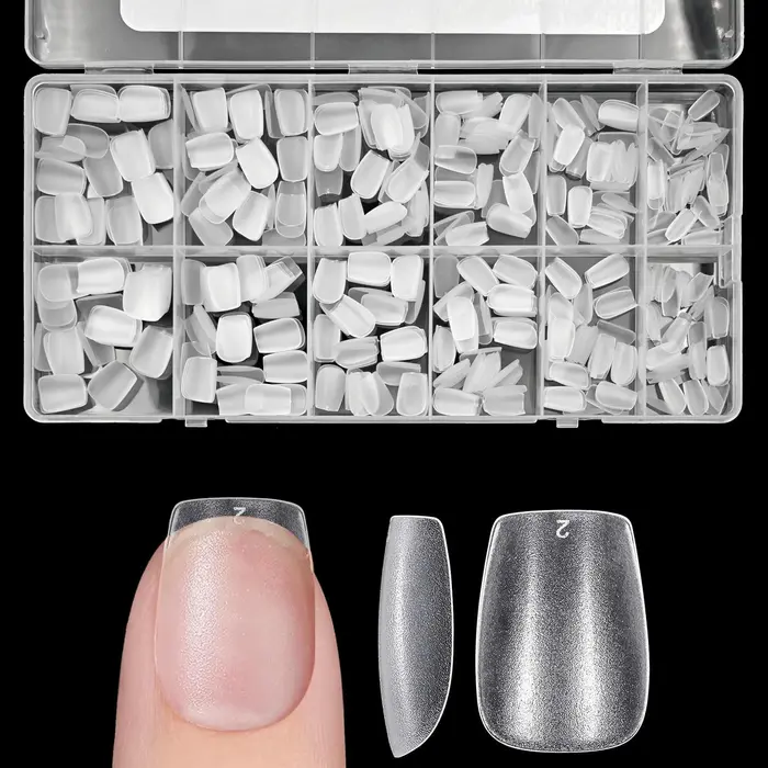 600 pièces pointes d'ongles transparentes amande/café/carrées-longueur moyenne/courte