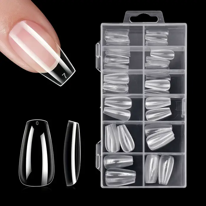 120 pièces ensemble de pointes d'ongles claires cercueil amande mince Stiletto ovale carré et plus d