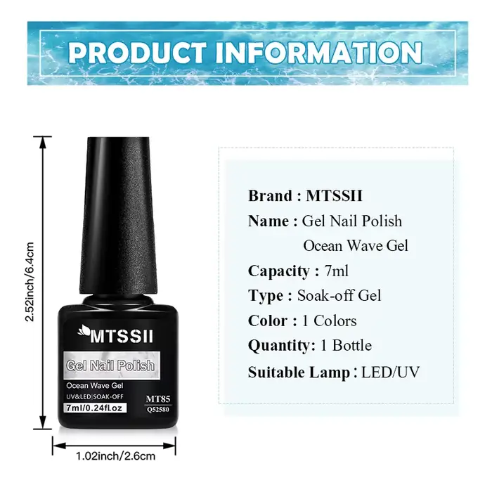 Vernis à ongles gel 7ml effet vague océanique, blanc laiteux, pour nail art DIY, gel semi-permanent effet marbre, soak-off