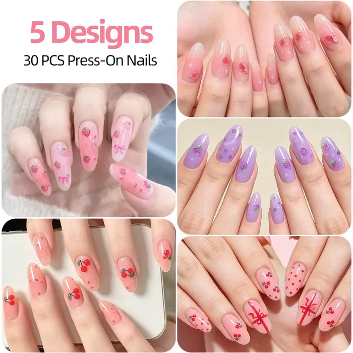 30 faux ongles à presser par feuille