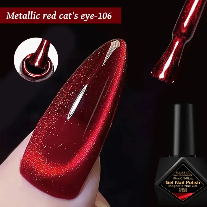 FOUR LILY – vernis à ongles Gel magnétique chat rouge foncé