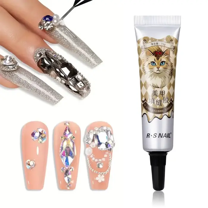 RSNAIL 4 en 1 Gel strass 15g Gel pour ongles Super fort pour décorations Nail Charm 3D ongles Bling 