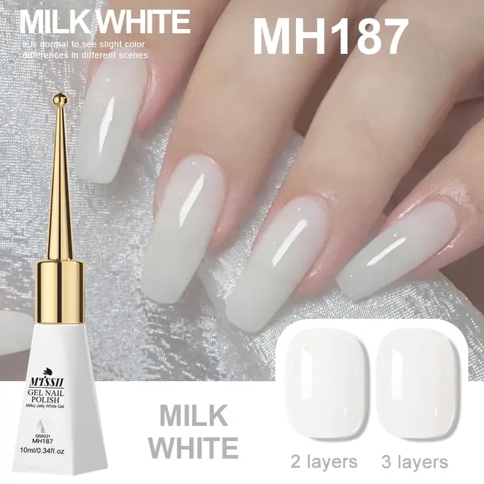 Vernis à ongles gel blanc laiteux 10 ml, gel semi-transparent blanc effet gelée, vernis gel UV LED à retirer par trempage, fournitures pour ongles longue durée