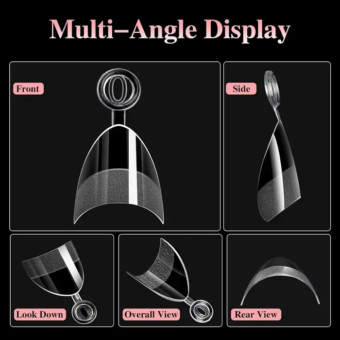 120 pièces- faux ongles transparents en amande courte semi-givrée