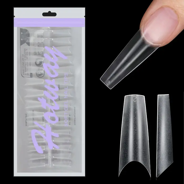 180 faux ongles extrêmes en forme de cercueil, 12 tailles de pointes d'ongles en acrylique semi-capu