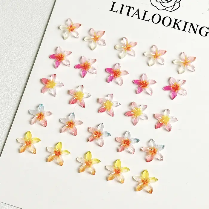 20 pièces de décorations pour ongles en résine en forme de fleur de lys – Style féerique pastel japonais