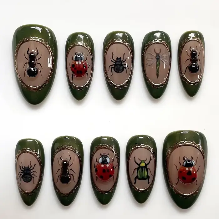 24 faux ongles à motifs anime, colorés, en forme d'amande, à presser, pour filles, mignons et portab