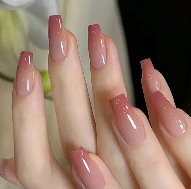 ARTAUG 24 pièces brillant rose presse sur ongles moyen carré faux