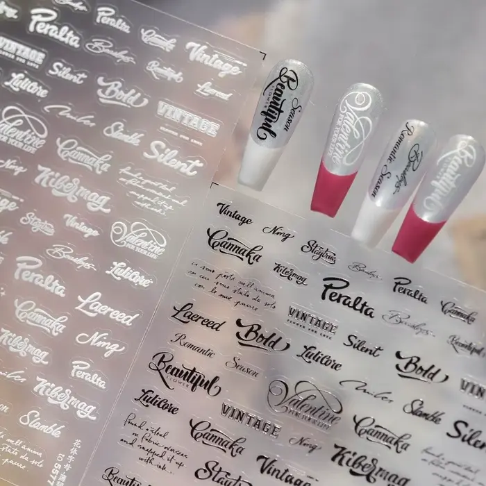 Nouveaux autocollants pour ongles en lettres anglaises