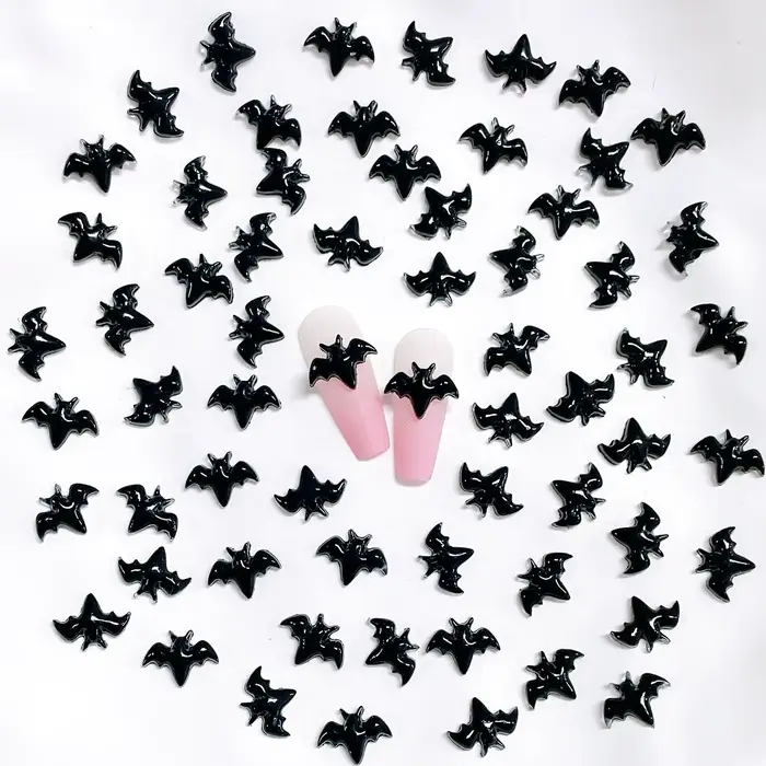 Halloween Nail Art brillant noir chauve-souris
