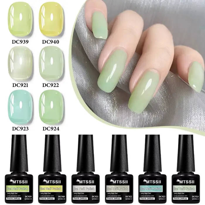 Ensemble de vernis à ongles Gel gelée nue, 6 pièces, transparent, translucide, pour manucure, fourni