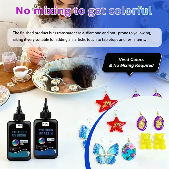 Résine UV, ensemble de résine UV couleur unie 12 couleurs