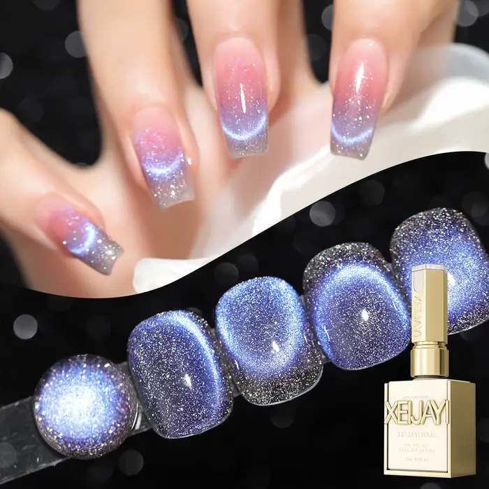 Vernis à ongles gel œil de chat myrtille