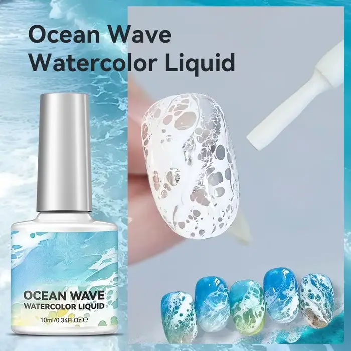 Gel à ongles liquide blanc effet vague éclatante