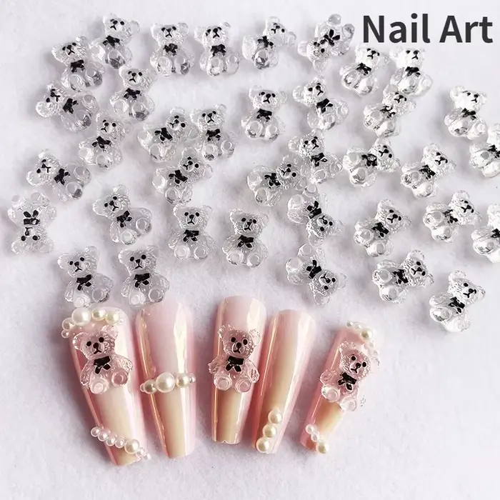 Breloques pour ongles en forme d'ours