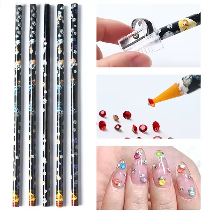Crayon de cire auto-adhésif pour ongles, 10/5 pièces, stylo à points de diamant, résine pour Nail Ar