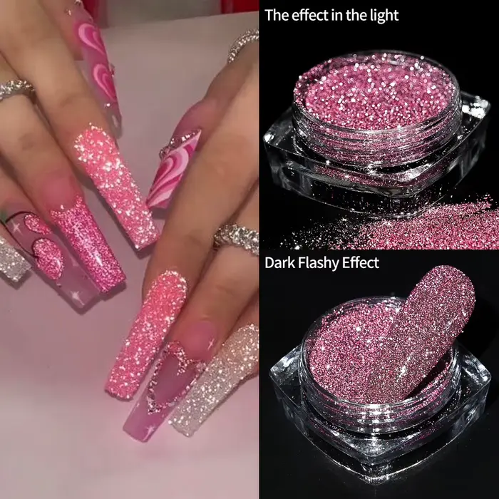 Poudre de paillettes pour ongles brillantes argentées réfléchissantes Net2-3g holographique argent é